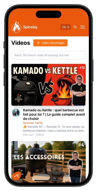 Videos mit Grillrezepten, Tutorials und vieles mehr finden Sie auf Spicebq.com, dem sozialen Netzwerk rund ums Grillen.