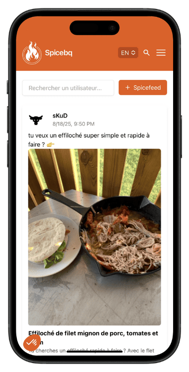 Spicefeed is the social element of Spicebq to create the first barbecue social network