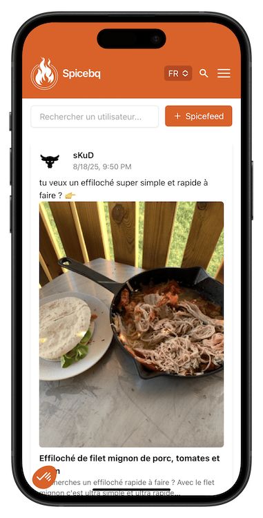 Le Spicefeed est l'élément social de Spicebq pour créer le premier réseau social du barbecue